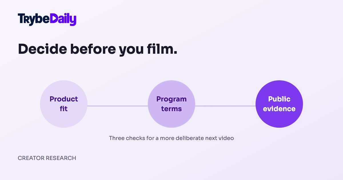Three research filters: the product, the program terms and the evidence